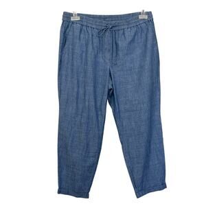 J. Crew chambray drawstring pants, blue, 14, holiday, rustic, lagenlook, beach